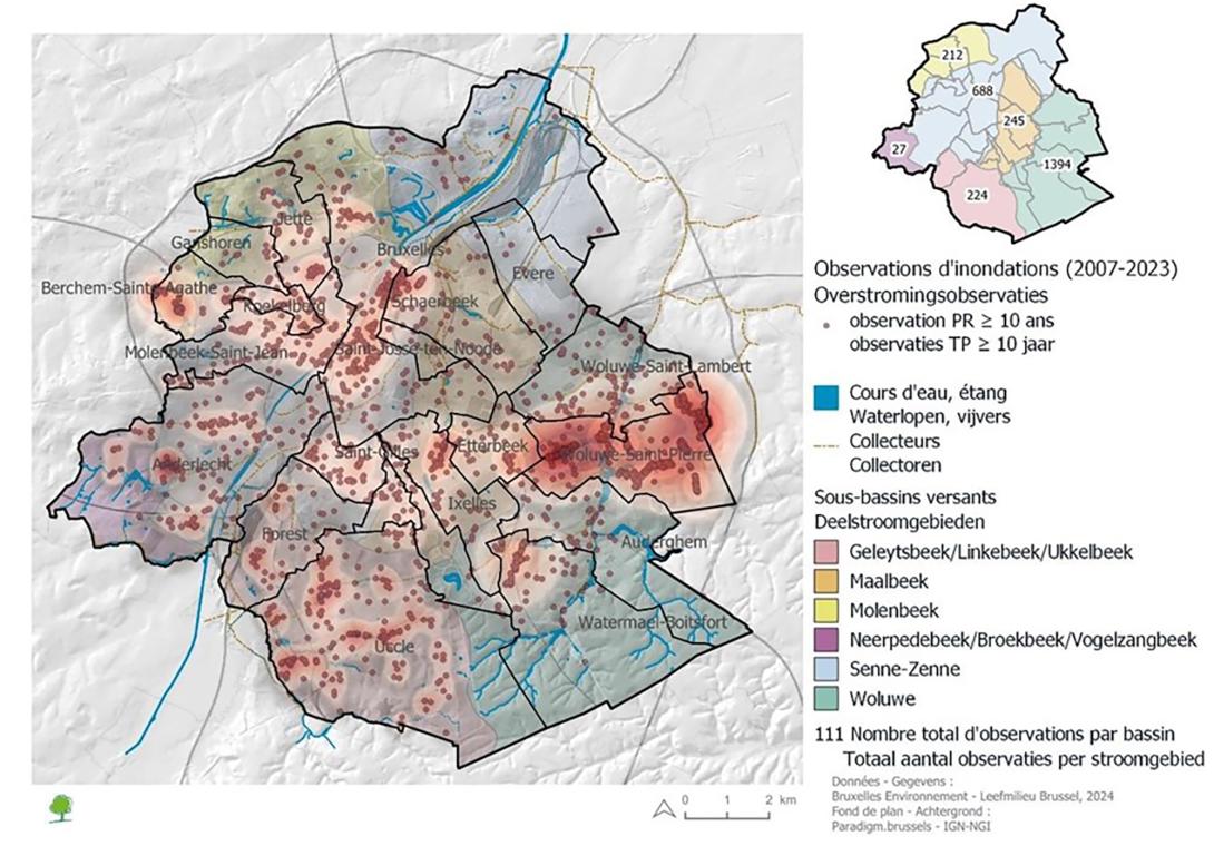 Significante overstromingen die plaatsvonden in het BHG tussen 2007 en 2023 (regenval met een terugkeerperiode ≥ 10 jaar)