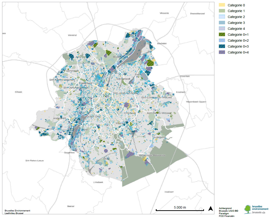 Kaart van de inventaris van de bodemtoestand: Brussels Gewest (juli 2026)