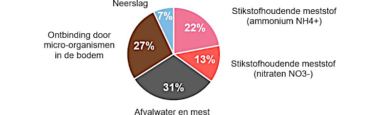 Grafiek: Belangrijkste emissiebronnen van nitraten in het Brusseliaanzand