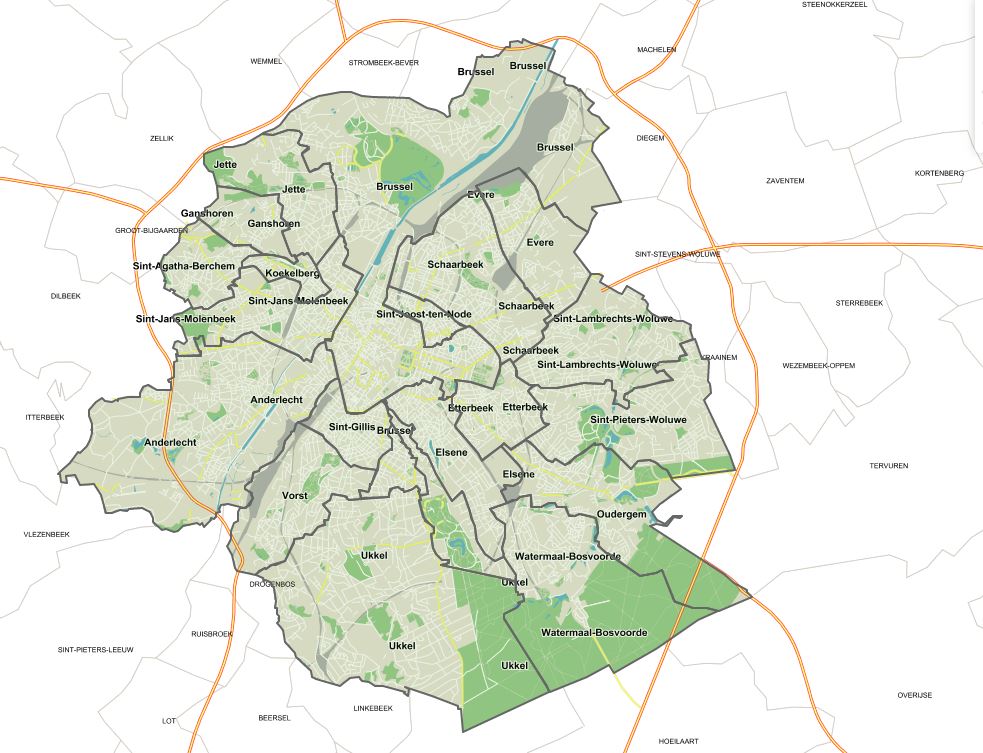 De kaart van de milieuvergunningen in het Brusselse Hoofdstedelijk Gewest